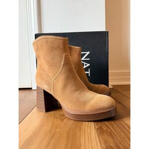 Naturalizer Orlean Golden Caramel Suede Platform Ankle Boots 6.5 M I8014L2202